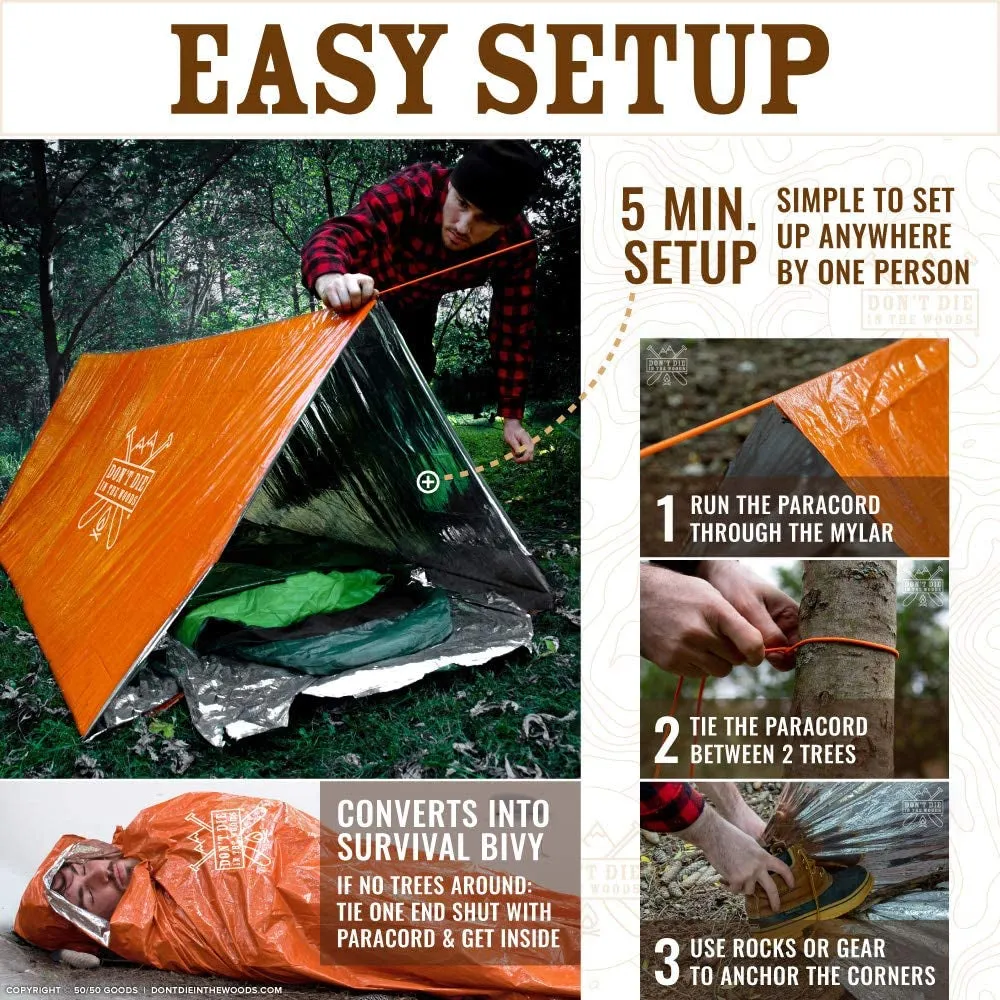 *00% satisfaction Camping, Ultralight Emergency Toughest Year-Round Mylar Survival   Outdoor Tent World'S • Weather Kits Protection Person Hiking, Tent & Paracord • Shelter Most-ordered for All 2 Tube Survival