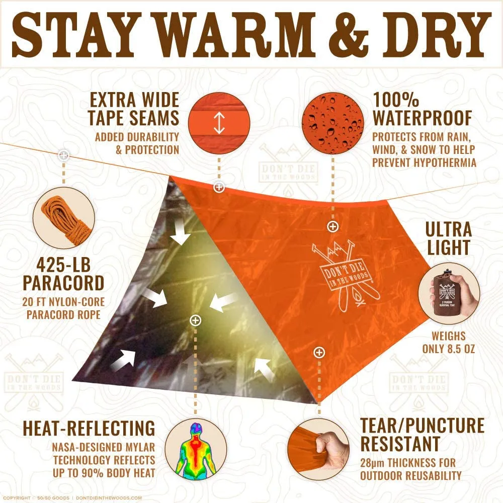 *00% satisfaction Camping, Ultralight Emergency Toughest Year-Round Mylar Survival   Outdoor Tent World'S • Weather Kits Protection Person Hiking, Tent & Paracord • Shelter Most-ordered for All 2 Tube Survival