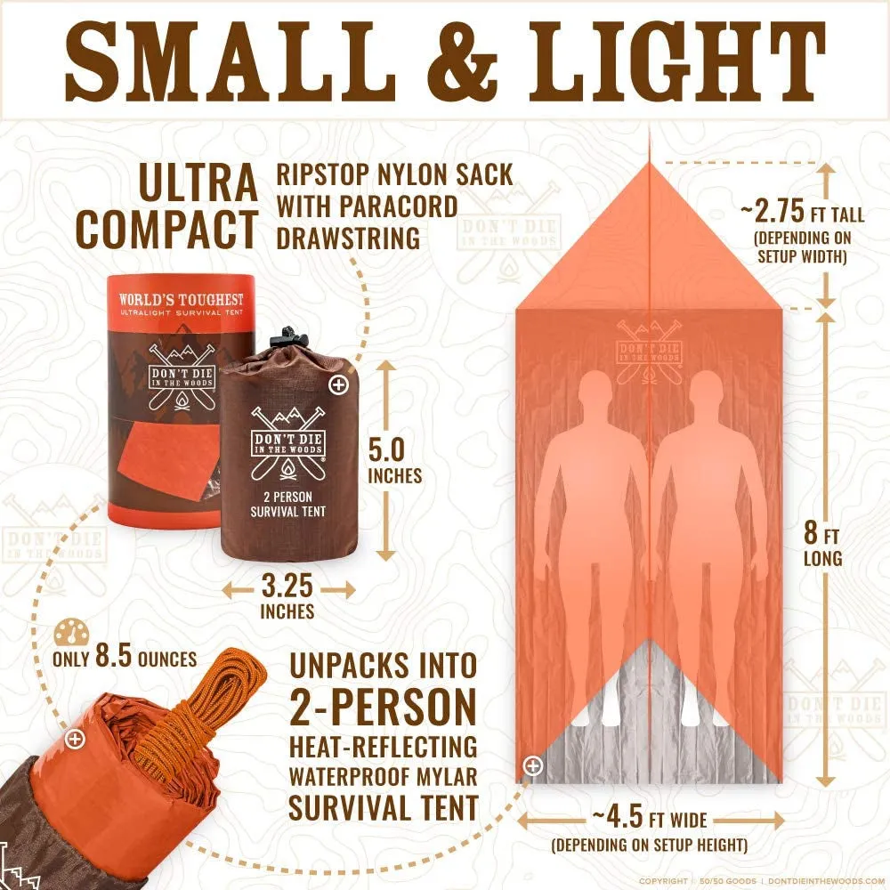 *00% satisfaction Camping, Ultralight Emergency Toughest Year-Round Mylar Survival   Outdoor Tent World'S • Weather Kits Protection Person Hiking, Tent & Paracord • Shelter Most-ordered for All 2 Tube Survival