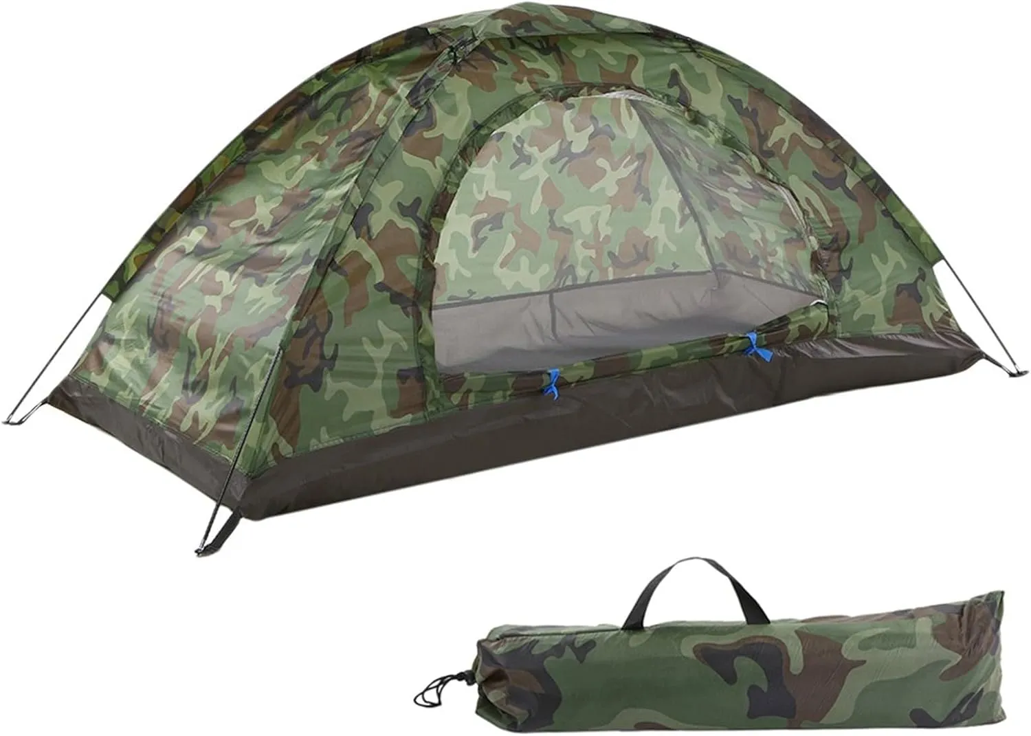 1-2 Person Camping Tent Ultralight Camouflage Garden Sun Shield Outdoor Hiking - with Rain Fly & Carrying Bag & Tent Pole & Stake