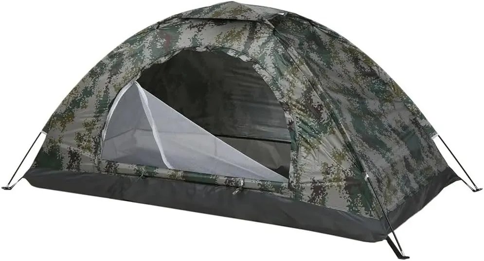 1 Person Ultralight Camping Tent Single Layer Portable Hiking Tent Anti-UV Coating UPF 30  for Outdoor Beach Fishing