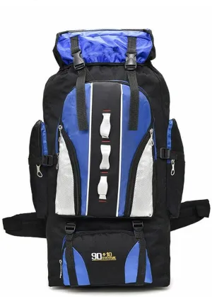 100L Camping Hiking Backpack, Large Military Tactical Backpack Waterproof Travel Daypack Survival Rucksack Bushcraft Backpack Outdoor Waterproof Lightweight Camping Bag, Blue-2