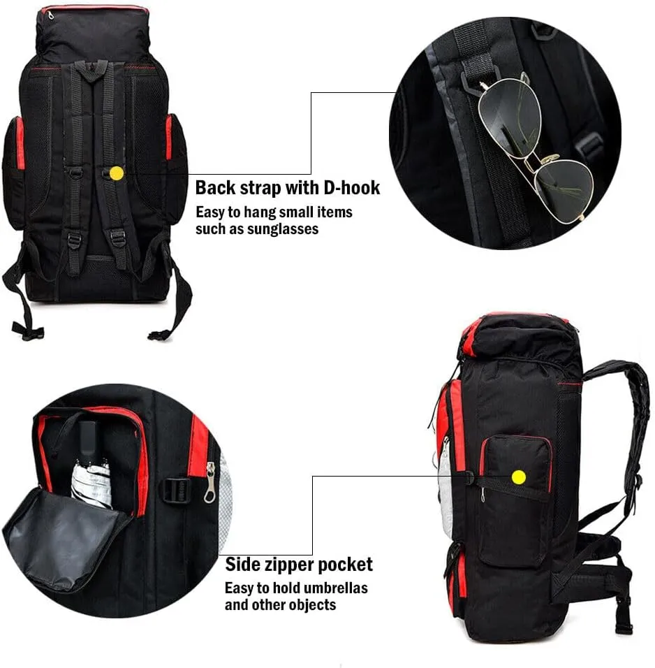 100L Camping Hiking Backpack, Large Military Tactical Backpack Waterproof Travel Daypack Survival Rucksack Bushcraft Backpack Outdoor Waterproof Lightweight Camping Bag, Blue-2