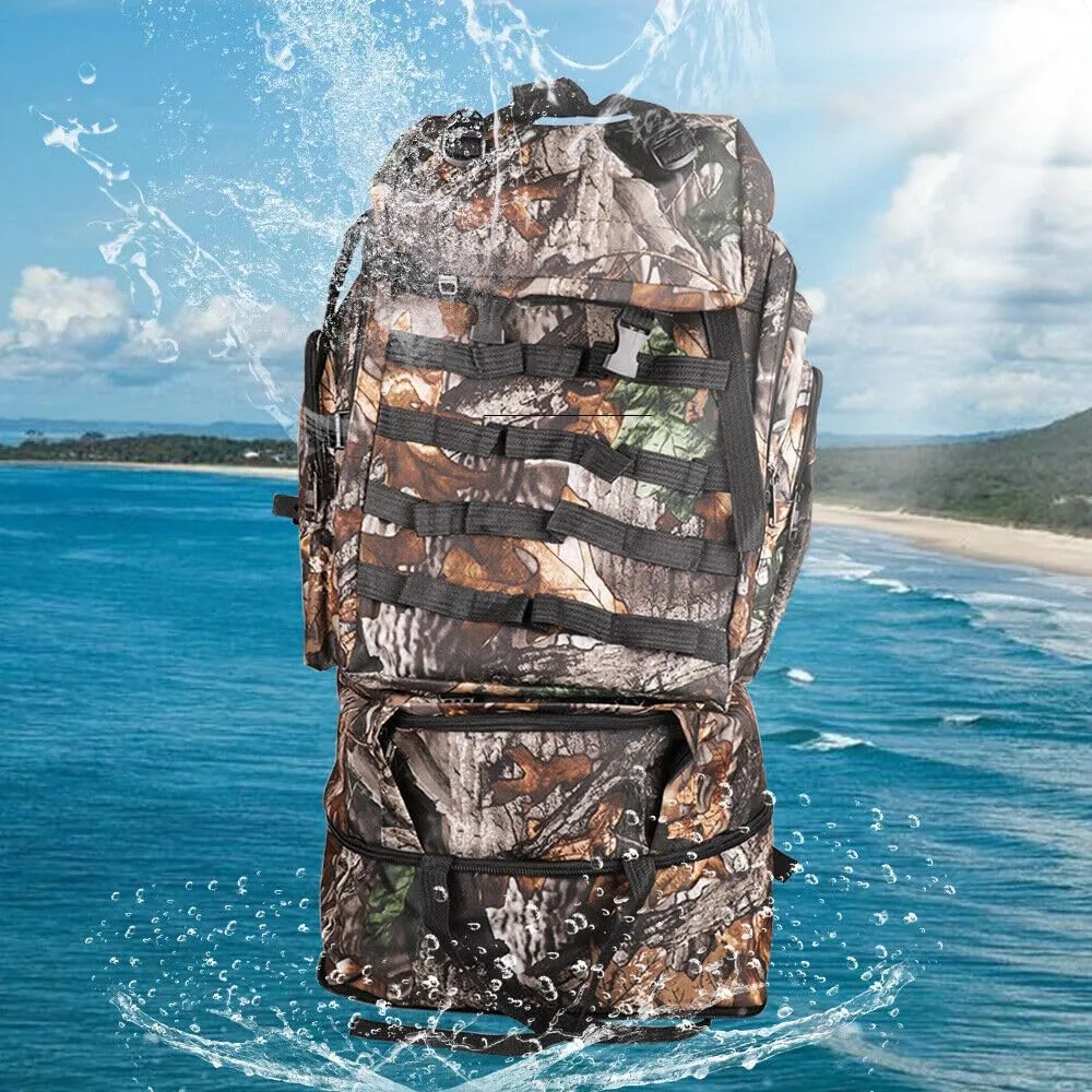 100L Camping Hiking Backpack, Tactical Army Outdoor Hiking Backpack Camping Rucksack Trekking Bag, Army Green