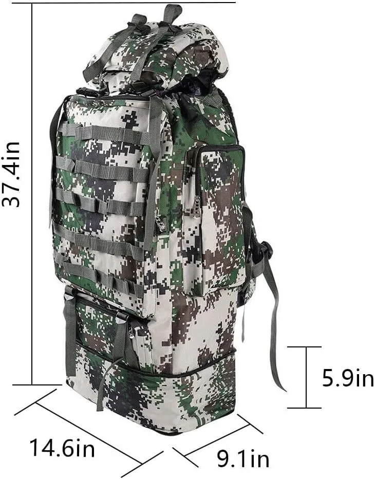 100L Camping Hiking Backpack, Tactical Army Outdoor Hiking Backpack Camping Rucksack Trekking Bag, Army Green