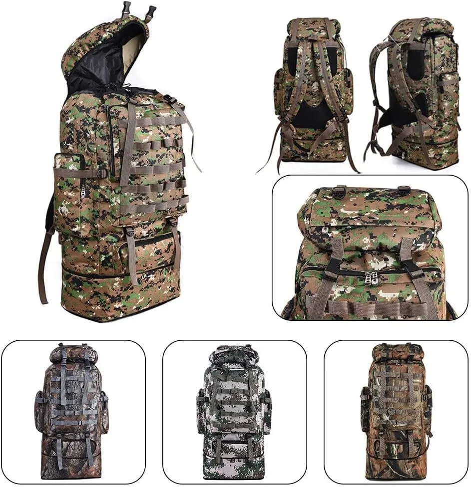 100L Camping Hiking Backpack, Tactical Army Outdoor Hiking Backpack Camping Rucksack Trekking Bag, Army Green
