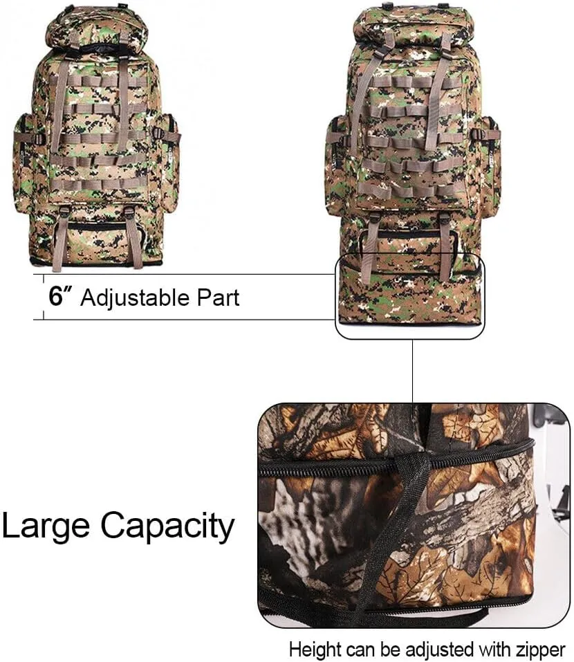 100L Camping Hiking Backpack, Tactical Army Outdoor Hiking Backpack Camping Rucksack Trekking Bag, Army Green
