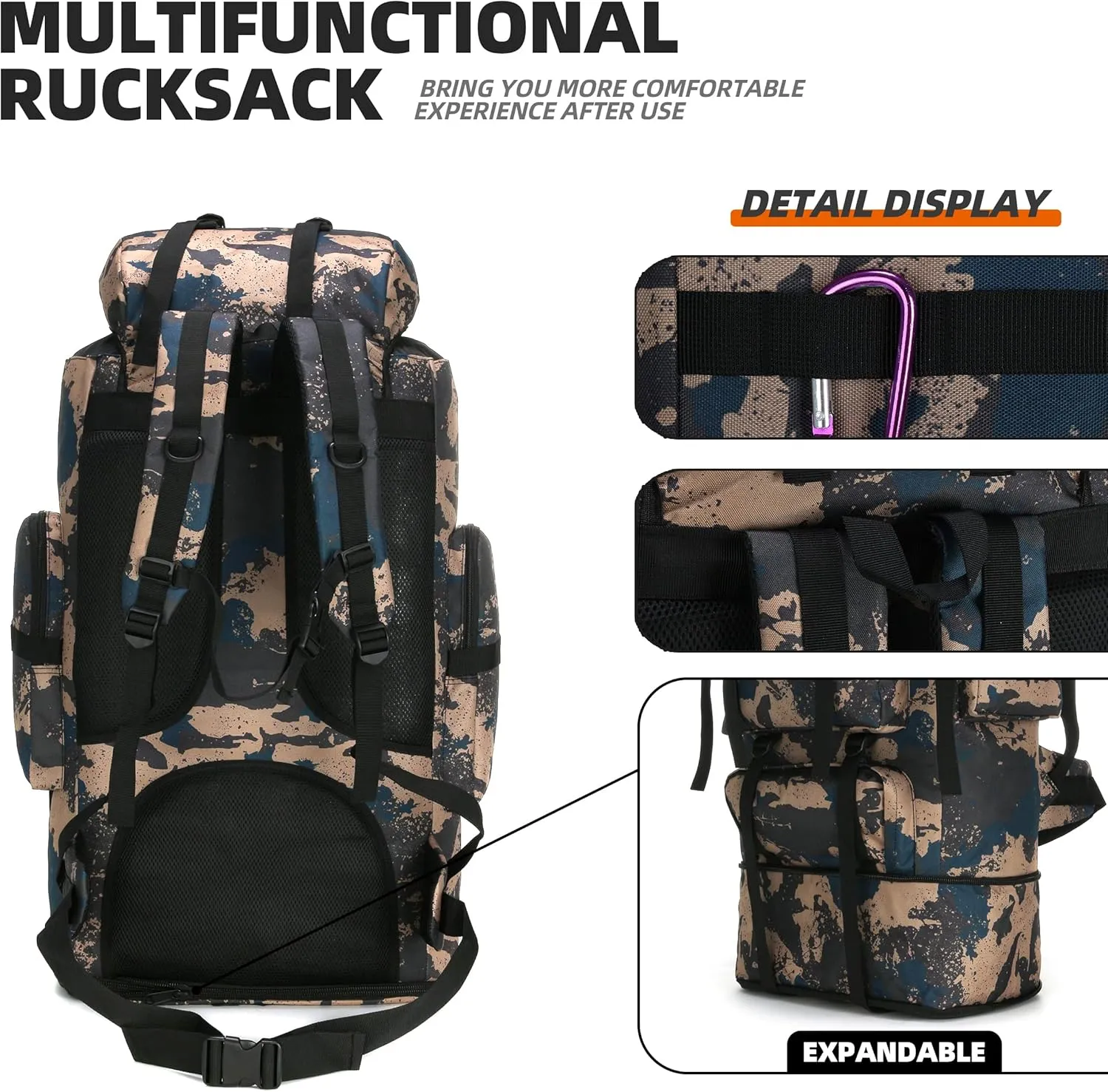 100L Camping Hiking Military Tactical Backpack Outdoor Climbing Sport Bags for Camping,Backpacking