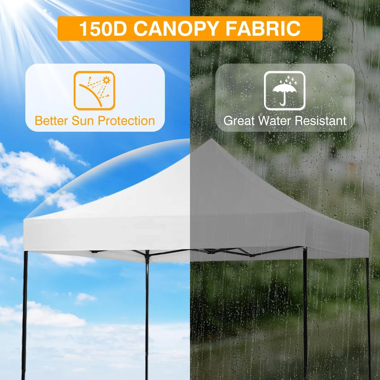 10x10fT Pop-Up Canopy Tent – Adjustable Height Outdoor Gazebo, Quick Setup with Sandbags, Ground Stakes & Ropes, Perfect for Outdoor Activities, White