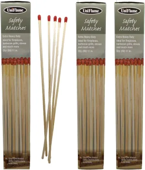 11" Extra Long Safety Matches, Heavy Duty Safety Long Wooden Matches for Indoor & Outdoor Grill, 11" Lengthy Match for Lighting Fireplace, Candles, Firepits, BBQ Grill & Camping - Pack of 3(150 Match)