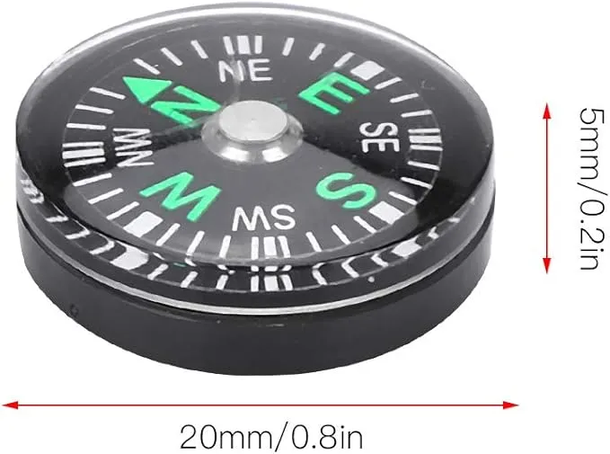 12pcs Mini Compass, 20mm Mini Pocket Oil Filled Compass, Green Direction Indicator Camping Survival Compass, Easy to Identify Compass for Hiking Camping Outdoor Activities Accessory