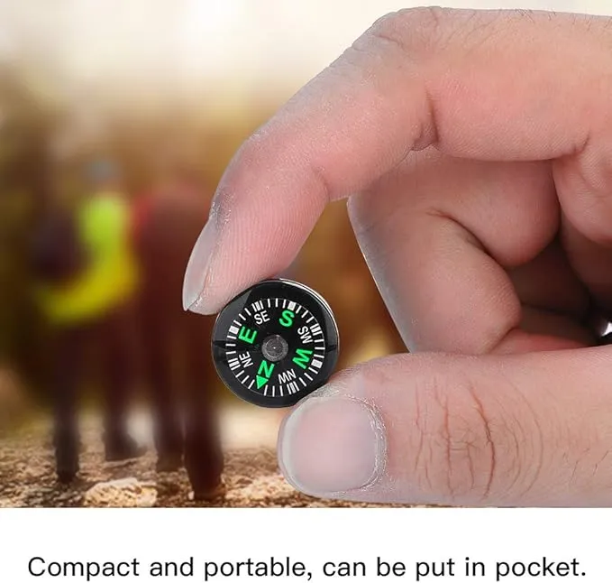 12pcs Mini Compass, 20mm Mini Pocket Oil Filled Compass, Green Direction Indicator Camping Survival Compass, Easy to Identify Compass for Hiking Camping Outdoor Activities Accessory