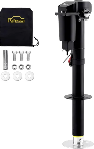12V Electric A-Frame Trailer Tongue Jack, 3500lb Lift Capacity, 18” Travel Add 4.5” with The Drop Foot, Protective Cover Included