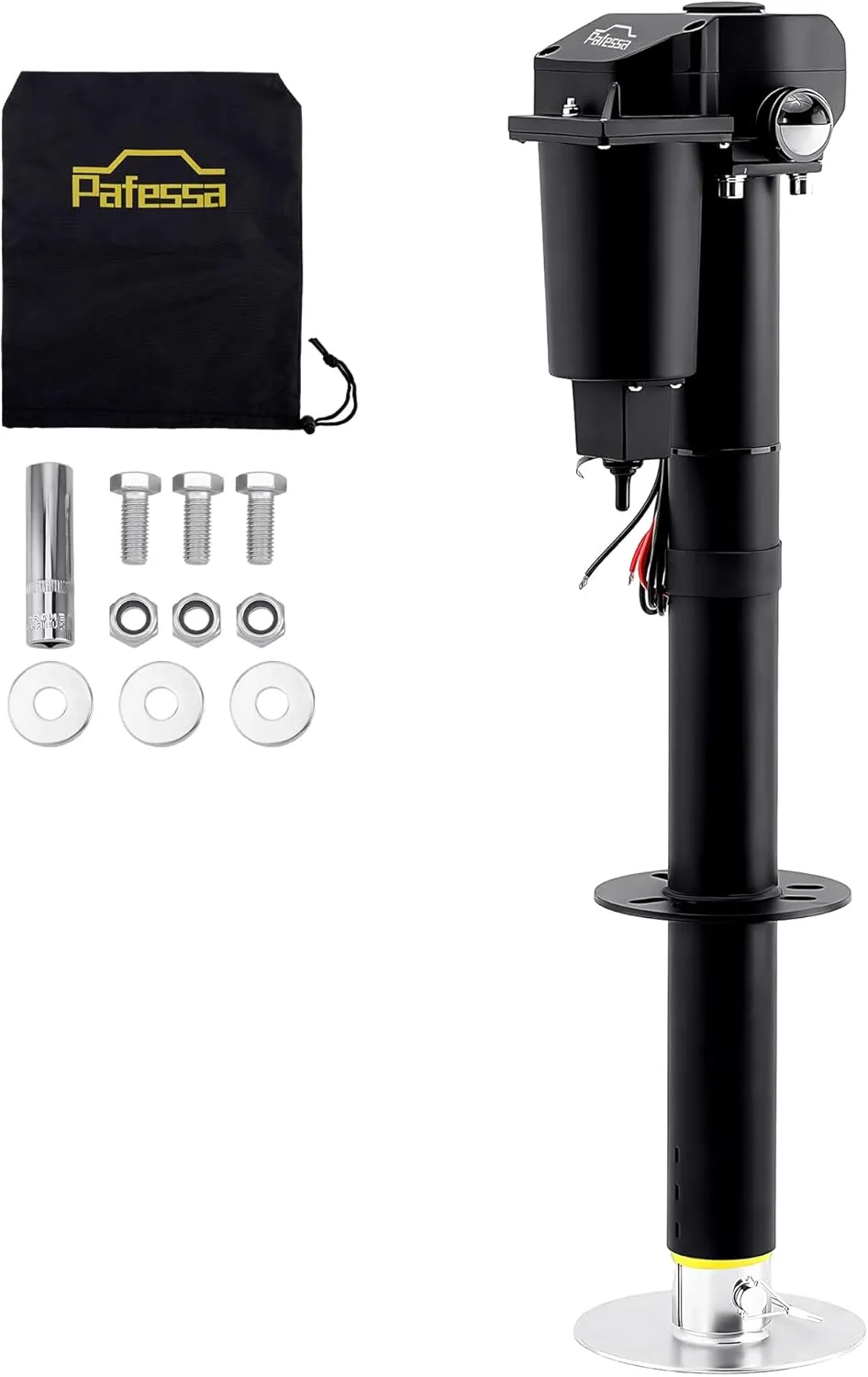 12V Electric A-Frame Trailer Tongue Jack, 3500lb Lift Capacity, 18” Travel Add 4.5” with The Drop Foot, Protective Cover Included