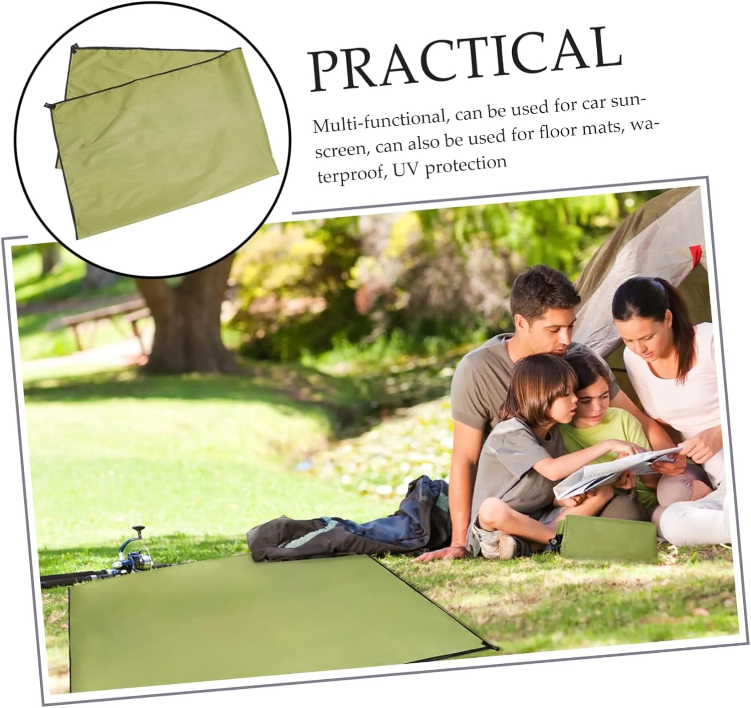 1pc Oxford Cloth Mat for Outdoor Use Portable Camping Tent Ground Mat Uv for Beach Hiking Picnics and Sporting Events Army Green