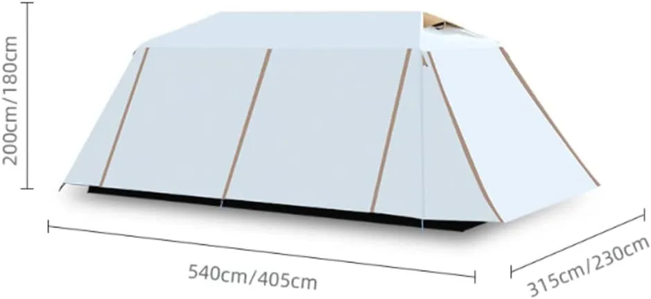 2-Layer Camping Tent with Removable Waterproof Rain Fly Ventilated Cabin Tent with Carrying Bag for Outdoor,Picnic,Camping,Family,Friends Gathering (White 540X315X200CM)