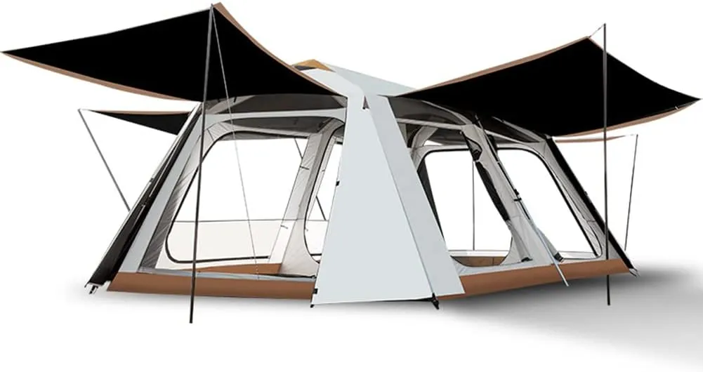 2-Layer Camping Tent with Removable Waterproof Rain Fly Ventilated Cabin Tent with Carrying Bag for Outdoor,Picnic,Camping,Family,Friends Gathering (White 540X315X200CM)
