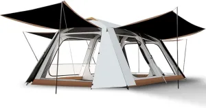 2-Layer Camping Tent with Removable Waterproof Rain Fly Ventilated Cabin Tent with Carrying Bag for Outdoor,Picnic,Camping,Family,Friends Gathering (White 540X315X200CM)