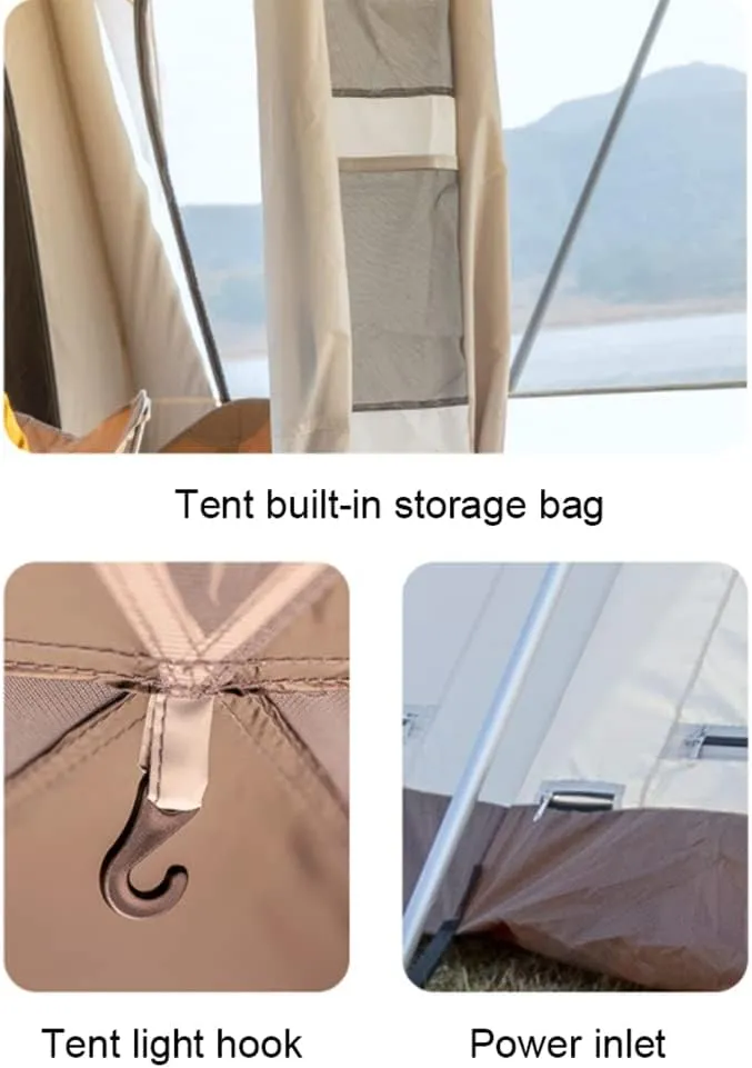 2-Layer Camping Tent with Removable Waterproof Rain Fly Ventilated Cabin Tent with Carrying Bag for Outdoor,Picnic,Camping,Family,Friends Gathering (White 540X315X200CM)