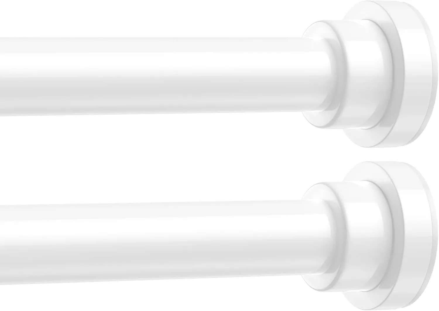 2 Pack Adjustable Tension Curtain Rods 28 to 48 Inches, Expandable Pressure Spring Curtain Rods No Drilling 7/8" Tension Rods for Window Doorway Closet, White