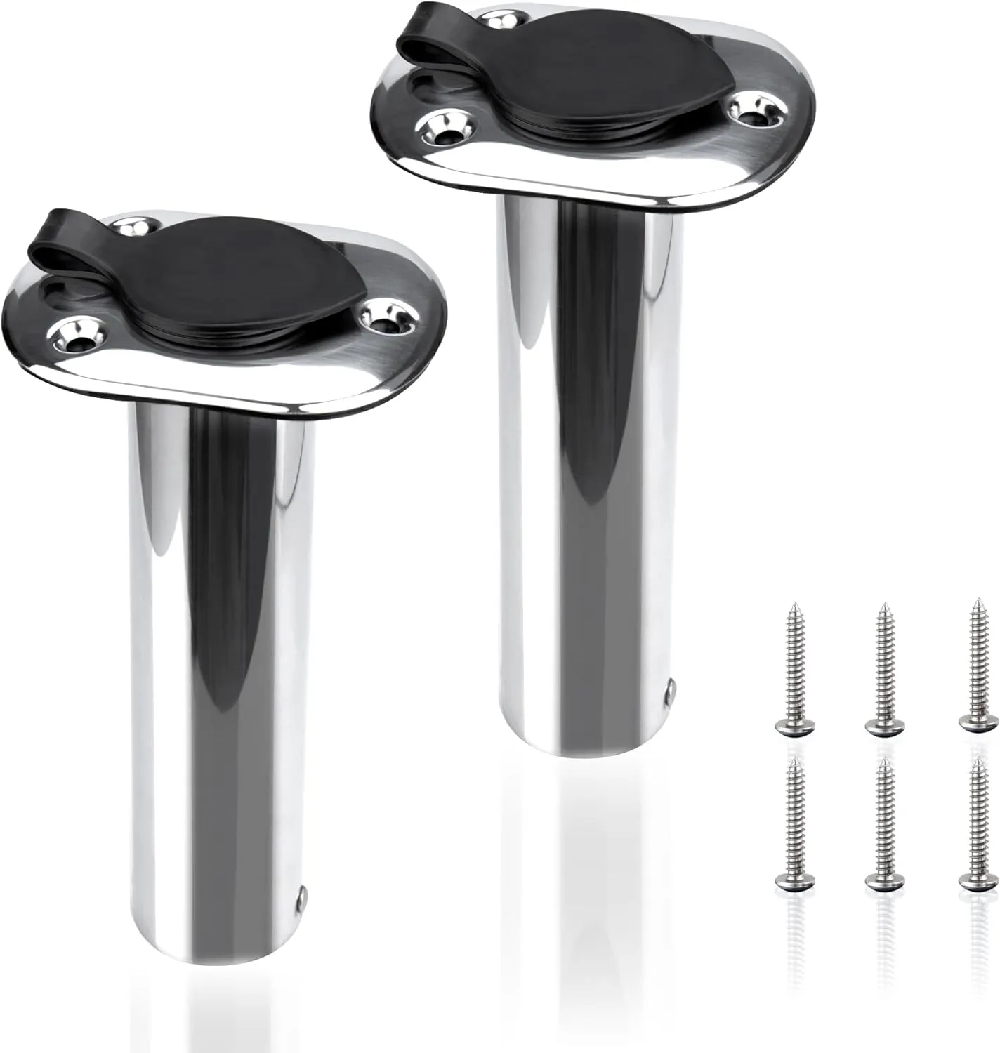 2 Pack Fishing Rod Holders,Stainless Steel Flush Mount Rod Holder for Boat PVC Caps and Inner Tubes,Fishing Pole Holders Rod Rack for Marine Boat,Yacht,Fishing Boat