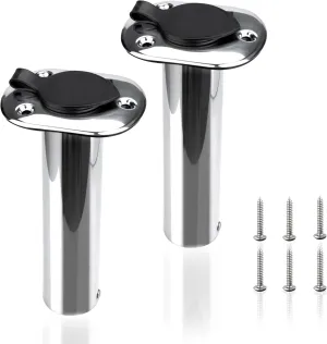 2 Pack Fishing Rod Holders,Stainless Steel Flush Mount Rod Holder for Boat PVC Caps and Inner Tubes,Fishing Pole Holders Rod Rack for Marine Boat,Yacht,Fishing Boat
