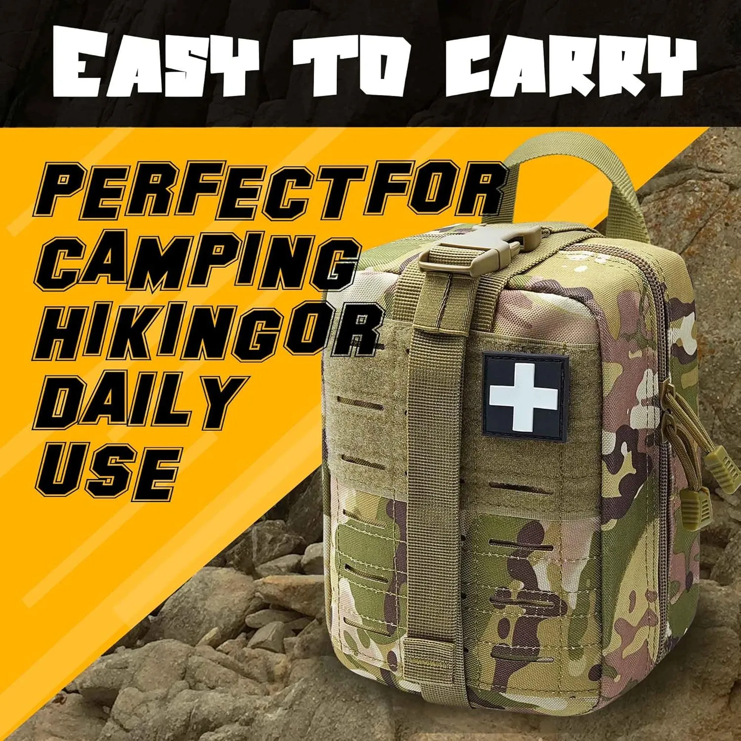 2 PCS Upgrade 1000D Laser Cut Molle IFAK Pouch Rip Away, Tactical First Aid Kit Medical Pouch for Duty Belt