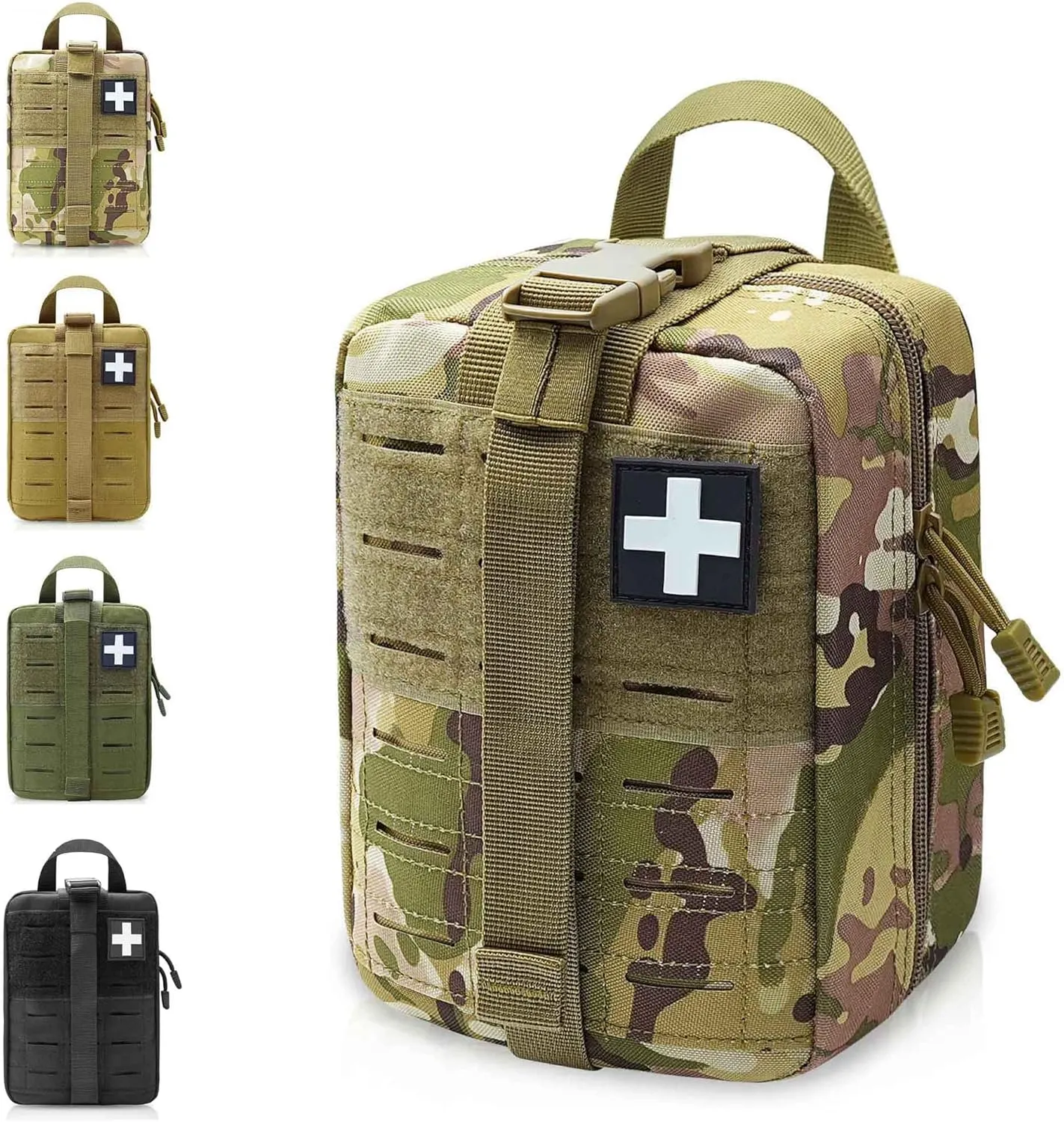 2 PCS Upgrade 1000D Laser Cut Molle IFAK Pouch Rip Away, Tactical First Aid Kit Medical Pouch for Duty Belt