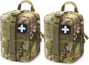 2 PCS Upgrade 1000D Laser Cut Molle IFAK Pouch Rip Away, Tactical First Aid Kit Medical Pouch for Duty Belt