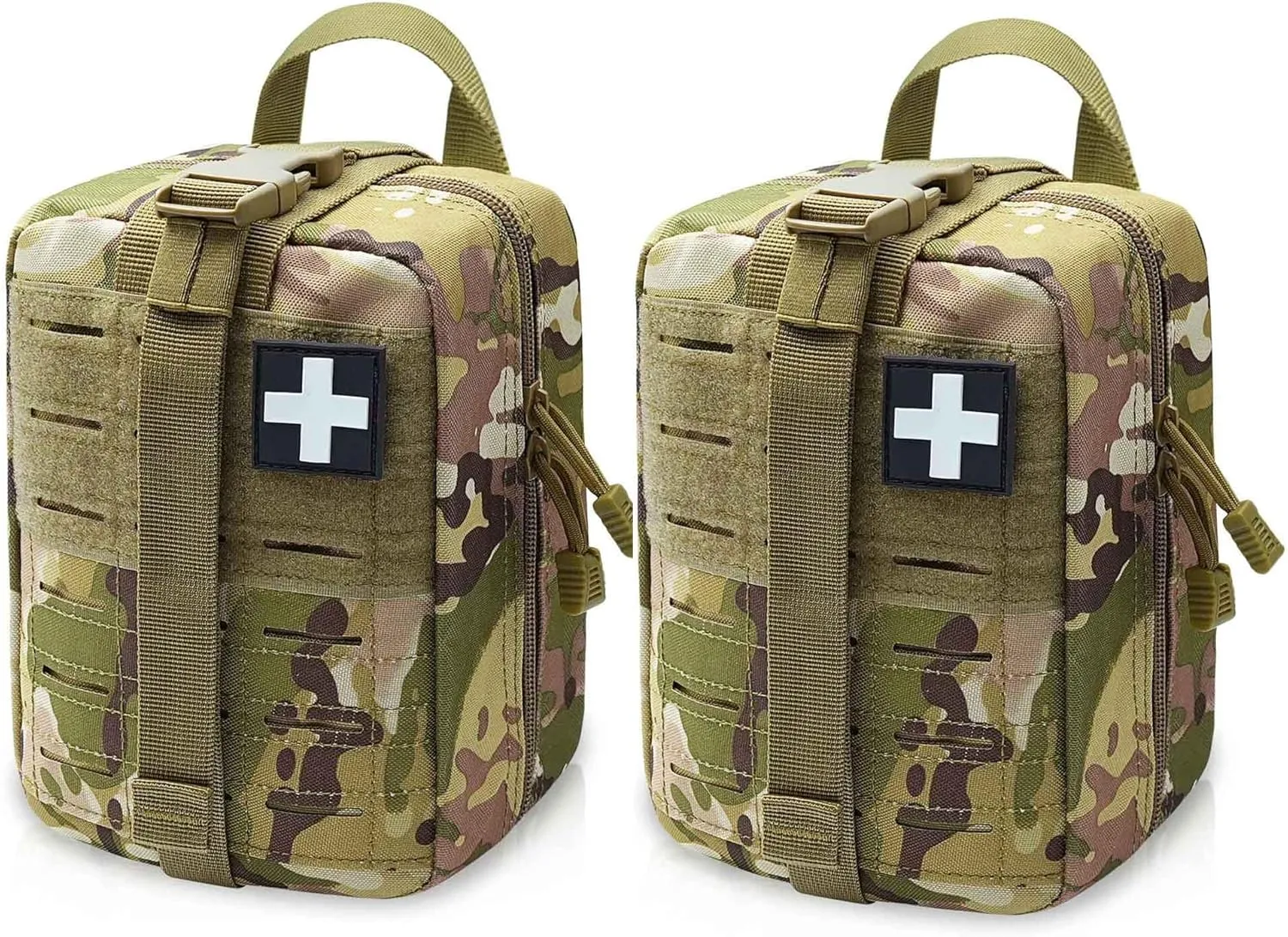 2 PCS Upgrade 1000D Laser Cut Molle IFAK Pouch Rip Away, Tactical First Aid Kit Medical Pouch for Duty Belt