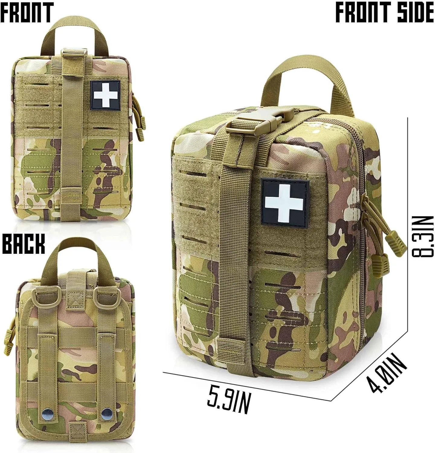2 PCS Upgrade 1000D Laser Cut Molle IFAK Pouch Rip Away, Tactical First Aid Kit Medical Pouch for Duty Belt