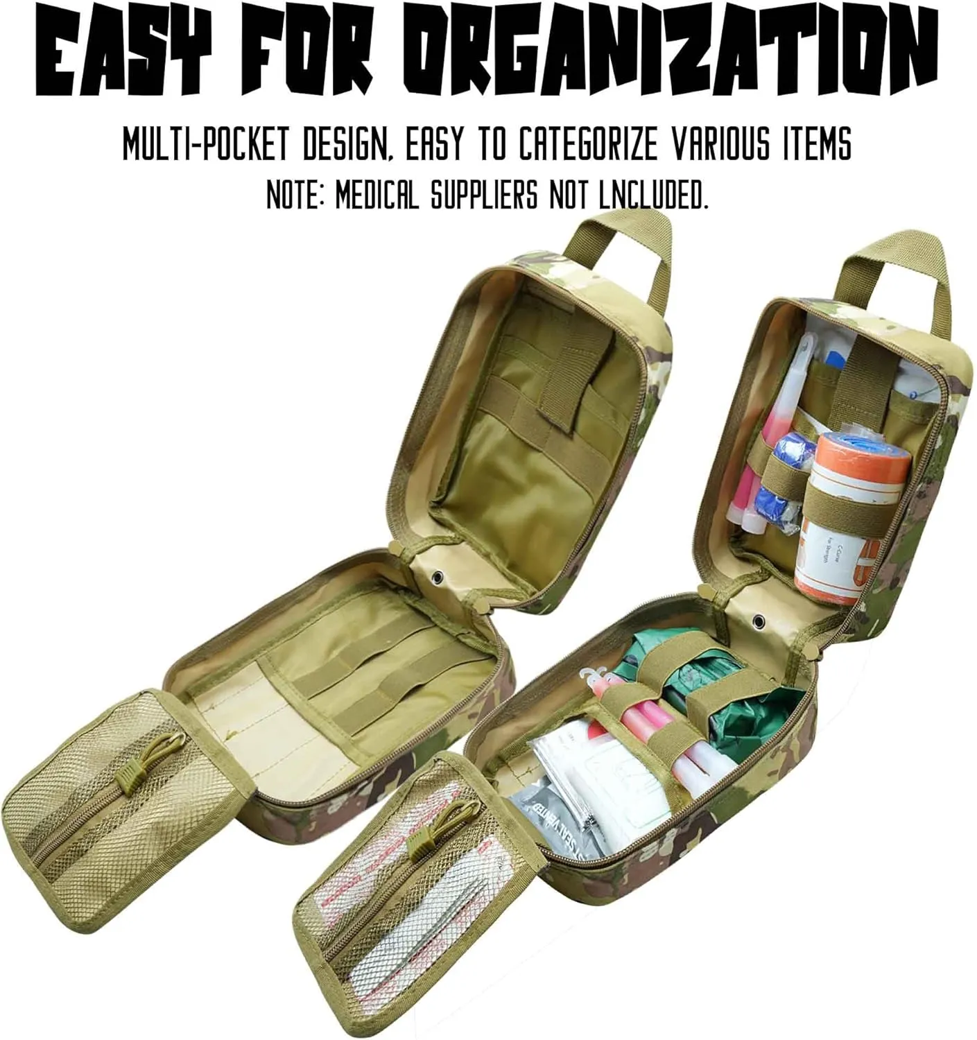 2 PCS Upgrade 1000D Laser Cut Molle IFAK Pouch Rip Away, Tactical First Aid Kit Medical Pouch for Duty Belt