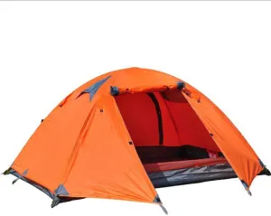 2 People Camping Dome Tent Outdoor Cabana Pop-Up Tarps for Hiking Travel Vacation (Blue) (Orange)