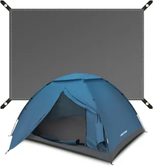 2 Person Camping Tent and Tent Footprint, Waterproof PU 3000mm, Suitable for Outdoor, Family, Camping, Hunting, Mountaineering Travel