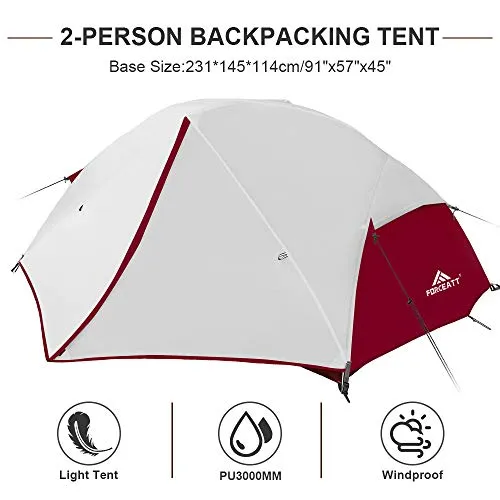 2 Person Camping Tent for 3 to 4 Seasons,Lightweight Aluminum Pole