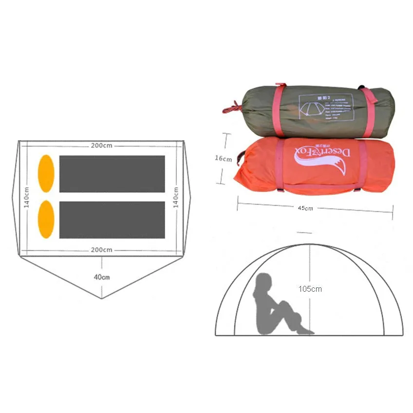 2 Person Camping Tent Lightweight Ultralight Mountain Equipment for Backpacking Camping Fishing