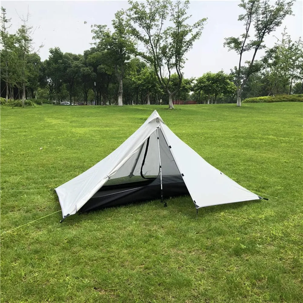 2 Person Pyramid Tent Waterproof 4 Season Double Layer Ultralight All Weather Camping Tent Rodless for Hiking Hunting
