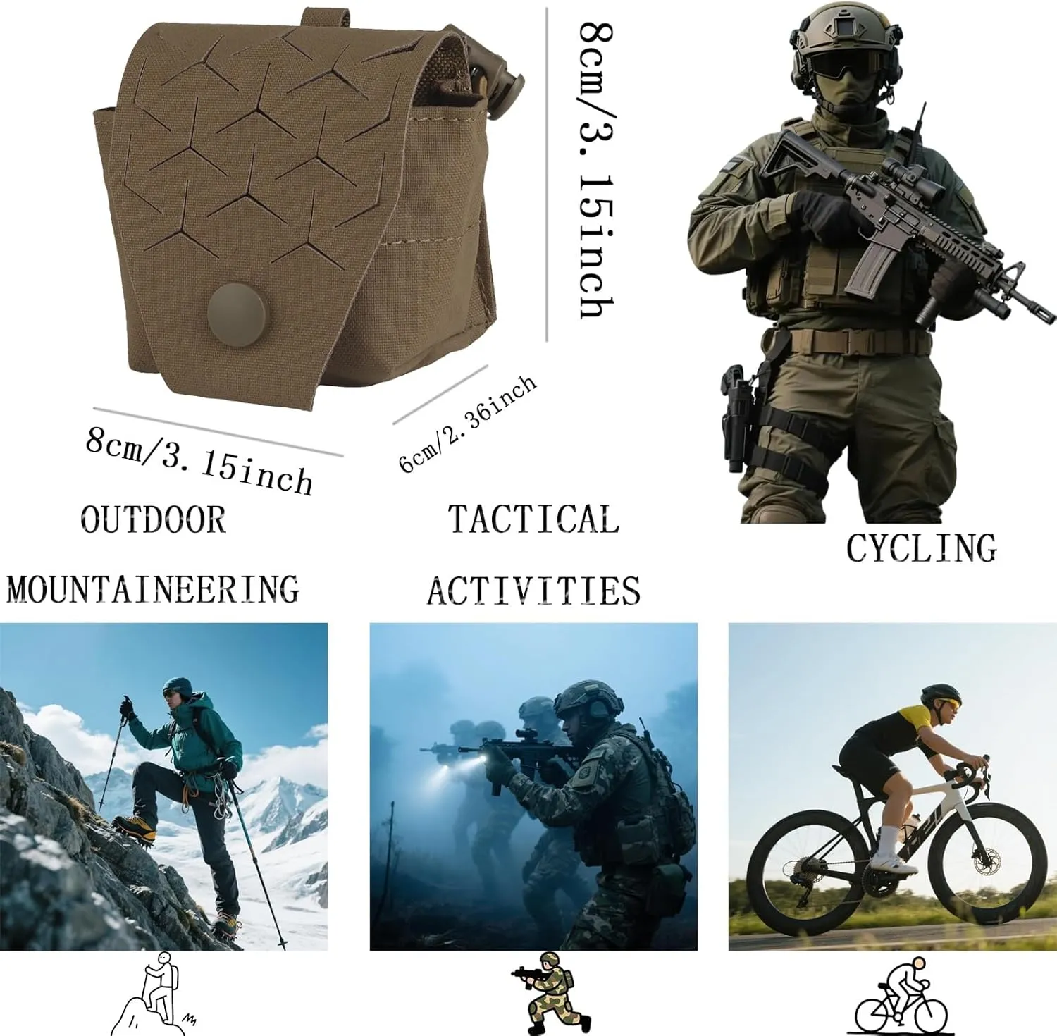 2-Piece Outdoor Counterweight Bag, Tactics Waist Bag Battery Pack Equipment Bag, Multi-Function Radio Backpack, M System Storage Bag