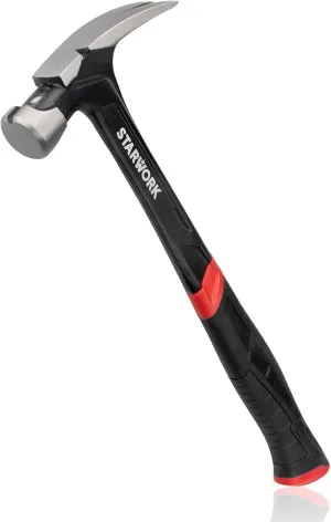 20 oz Hammer with Comfort Grip, Nailing Hammer Steel Head Steel Handle, AntiVibe, Rip Claw
