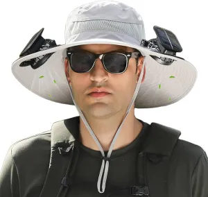 2025 New Ultralight Solar Fan Sun Hat, Hat with Fans Solar Power Built in, Solar Powered Outdoor Wide Brim Sun Fishing Hat