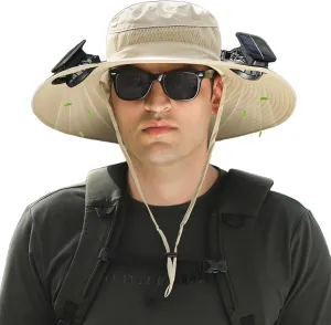 2025 New Ultralight Solar Fan Sun Hat, Hat with Fans Solar Power Built in, Solar Powered Outdoor Wide Brim Sun Fishing Hat
