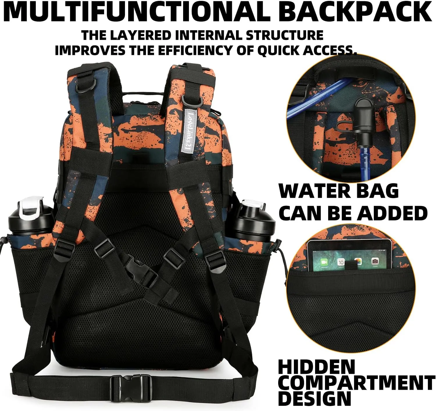 25L Tactical Backpack for Men Women Military Backpack Army Assault Pack Molle Backpack Small Bug Out Bag Travel Rucksack Daypack (Mars Camo)