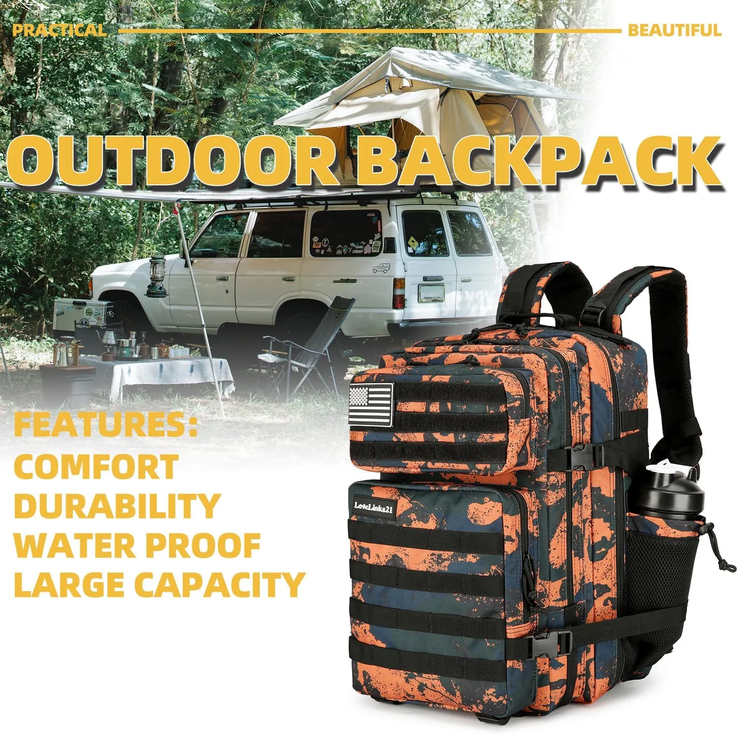 25L Tactical Backpack for Men Women Military Backpack Army Assault Pack Molle Backpack Small Bug Out Bag Travel Rucksack Daypack (Mars Camo)