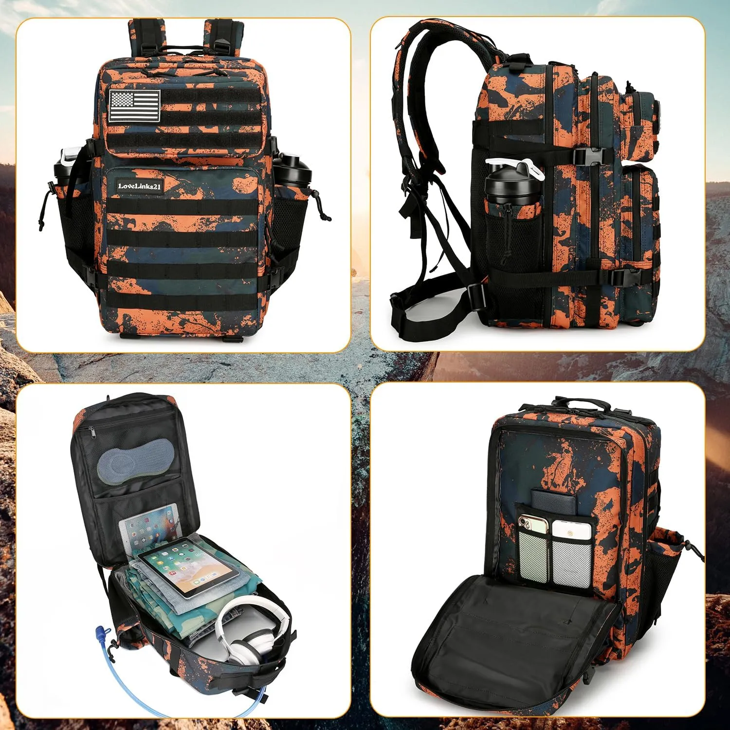 25L Tactical Backpack for Men Women Military Backpack Army Assault Pack Molle Backpack Small Bug Out Bag Travel Rucksack Daypack (Mars Camo)