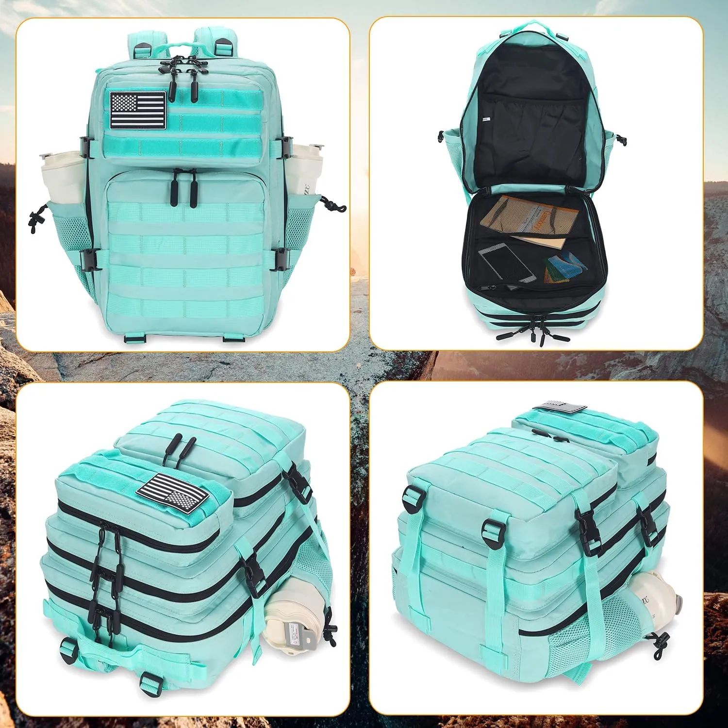25L Tactical Backpack for Men Women Military Backpack Army Assault Pack Molle Backpack Small Bug Out Bag Travel Rucksack Daypack (Mint Green)