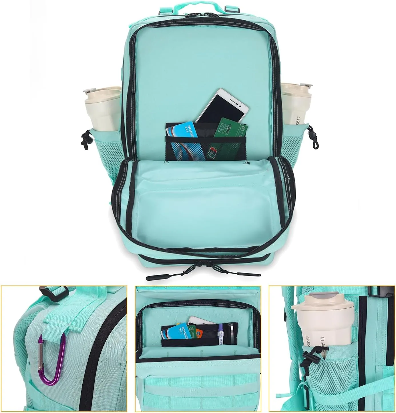 25L Tactical Backpack for Men Women Military Backpack Army Assault Pack Molle Backpack Small Bug Out Bag Travel Rucksack Daypack (Mint Green)