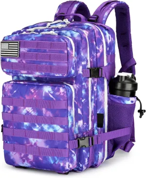 25L Tactical Backpack Military Tactical Backpack for Men and Women Small Assault Pack Outdoor Travel Hiking Camping Rucksack with Molle Webbing (Purple Camo)