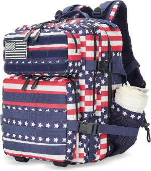 25L Tactical Military Backpack Small Travel Backpack for Men and Women Assault Pack Bug Out Bag Molle Daypack Gym Backpack with Bottle Holder (Flag)
