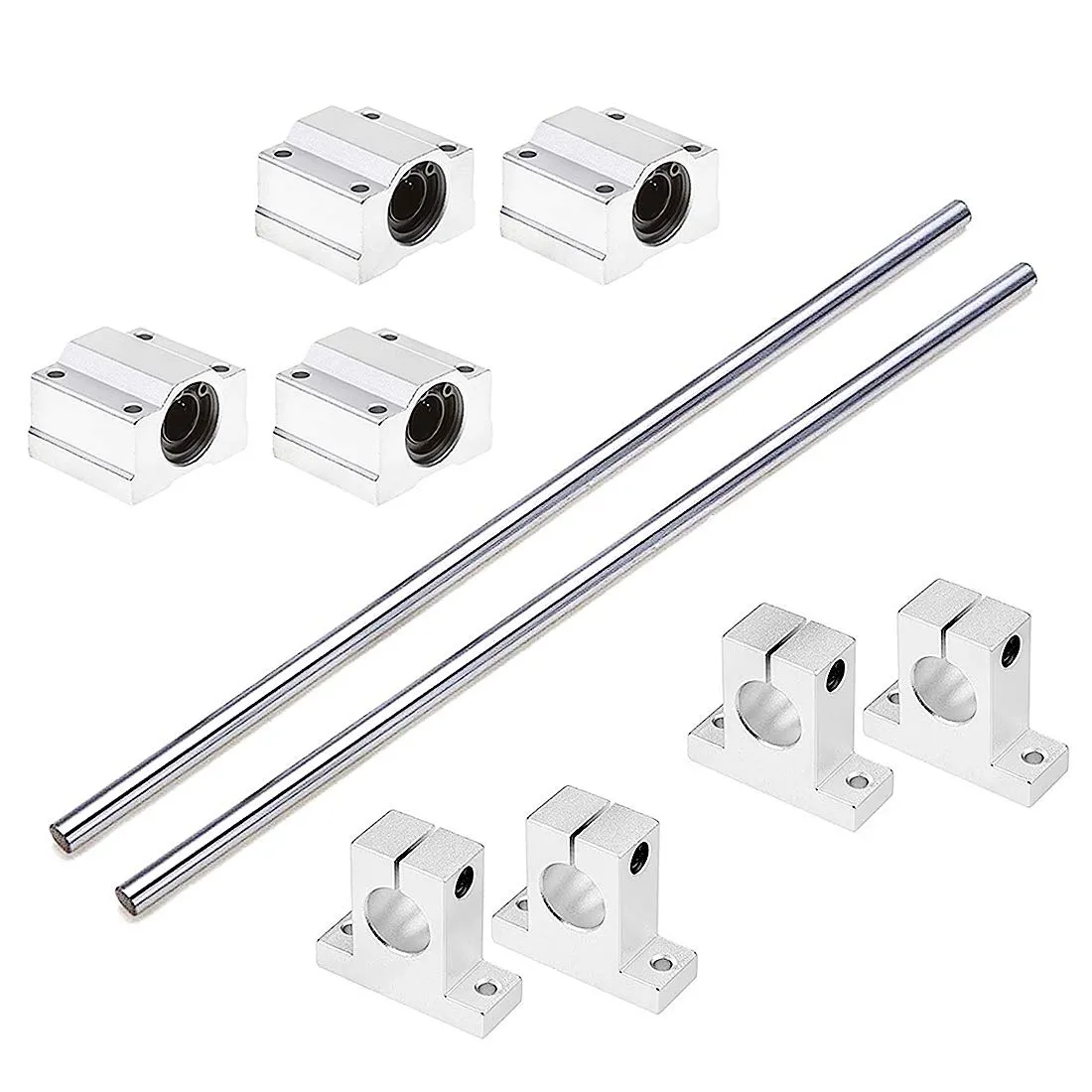 2PCS 8mmX 300mm Linear Motion Rod Shaft Guide with 4 PCS Ball Bearing & 4 PCS Aluminum Rail Support Guide Set for DIY Craft Tool