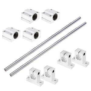 2PCS 8mmX 300mm Linear Motion Rod Shaft Guide with 4 PCS Ball Bearing & 4 PCS Aluminum Rail Support Guide Set for DIY Craft Tool